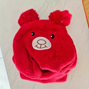 TEMU 겨울 따뜻한 강아지 귀 스카프 & 모자 - 귀여운 곰돌이 귀가 달린 부드러운 니트 방풍 애완동물 모자, 미디엄 & 라지견용 미끄럼 방지 딱딱한 착용감, 손세탁만 가능