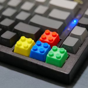 TEMU 화려한 블록 메카닉 키캡 - 3D 모듈형 게이밍 데스크 액세서리, 메카닉 키보드 추가 장치, 생생한 색상 (레드, 그린, 옐로우)