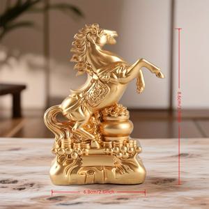 TEMU 성공을 위한 하나의 황금 말 장식 피규어 | 레진, 빈티지 스타일, 실내 및 실외에 적합, 탁상 장식, 설날, 크리스마스, 부활절, 하누카, 추수감사절에 이상적