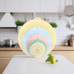 TEMU 9개 또는 5개 재사용 가능한 전자레인지 및 실리콘 뚜껑 - 내열성, 누출 방지 식기 커버, 그릇, 컵, 접시, 냄비, 팬에 적합 - 전자레인지, 오븐, 스토브, 냉장고, 식기세척기 사용 가능 (5가지 사이즈)