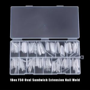 TEMU 15사이즈 상하층 샌드위치 디자인 타원형 네일 연장 몰드 - DIY 네일 아트, 자연스러운 연장, 쉬운 적용에 적합한 사전 제작 네일 팁|네일팁