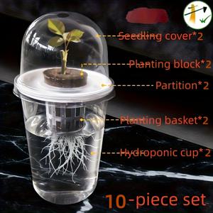 TEMU 10개 2세트 - 10개 구성 하이드로포닉 씨앗 화분 포함 - 투명 플라스틱 원통형 하이드로포닉 씨앗 화분 - 하이드로포닉 재배 키트, 고투명 하이드로포닉 컵, 뿌리 성장 관찰용 투명, 뿌리 썩음 방지를 위한 소형 구멍 설계|화분
