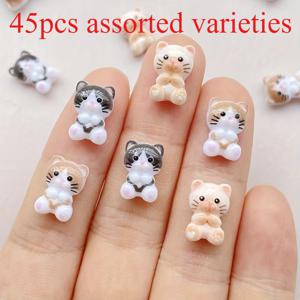 TEMU 45/110개 혼합 색상 아기 고양이 레진 액세서리 | 도매, 네일 아트, 스크랩북, 웨딩 장식, 공예, 주얼리 제작, 창의적인 프로젝트, 표현력 있는 얼굴 특징에 적합