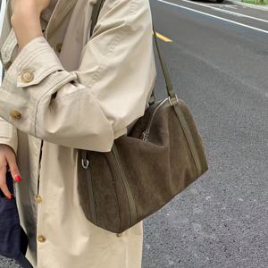 TEMU 아이솔레이티드 뷰티 빈티지 여성용 대형 토트백 - 듀얼 퍼포즈 핸드백 & 크로스바디, 조절 가능한 스트랩, 지퍼 클로저, 손목 스트랩 - 가벼운 (디어스킨/플란넬) //틸/ - 우아한 캐주얼 & 프로페셔널