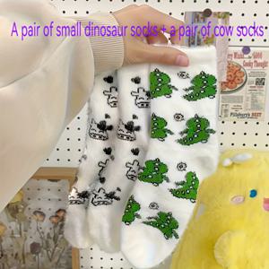 TEMU 4개입 털빠짐 없는 따뜻한 플리스 겨울 양말 세트, 귀여운 소와 공룡 패턴의 부드럽고 폭신한 디자인, 두꺼운 밀크 도트 플리스 양말, 고밀도 코랄 플리스/촉감, 겨울철 보온성, 내구성과 탈색 방지, 집, 침실, 바닥용 양말