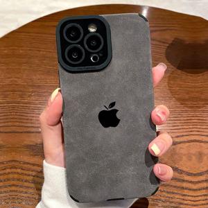 TEMU 폰 케이스: 블랙 애플 패턴 가죽 디자인 2D 효과, 아이폰 17, 16, 15, 14, 13, 12, 11, 7, 8, X, XS, 프로, 플러스, 프로 맥스, 에어 호환. 세련된 외관, 사랑하는 사람, 가족, 친구에게 선물하기 이상적