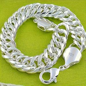 TEMU 10mm 폭 925 스테인리스 실버 쿠바 링크 팔찌 | 남녀공용, 및 파티에 적합, 마르디 그라스 데이 선물로 완벽