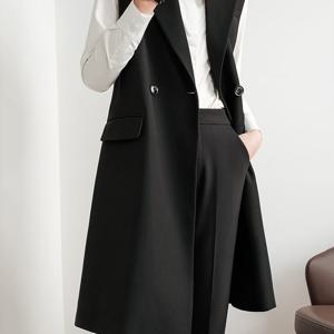 TEMU 여성 빅사이즈 투버튼 롱 베스트 데일리 캐주얼 민소매 정장 조끼