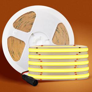 TEMU 1pc 16.4Ft/5M/10M 320 LED COB LED 조명, 12V/24V PVC 스트립 조명, 90+ CRI 조절 가능한 8Mm LED 조명, 가정, 무대, 백라이트 DIY 포함 (전원 어댑터 없음), 배터리 없음