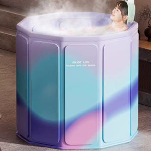 TEMU 욕실 액세서리, 휴대용 대형 접이식 욕조 - 성인용 인플레이터블 스파 및 온수 욕조, 소형 공간용 컴팩트 샤워 및 담금탕, 전기 불필요, 가족용 욕실, 야외 목욕 솔루션