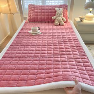 TEMU 고급 겨울용 두꺼운 매트리스, 부드러운 휴대가 간편한 5가지 사이즈, 극세사&통기성, 접이식, 세탁가능, 신축성 멜빵-침실/숙소/캠핑텐트/싱글/더블침대, 바닥매트, 휴대용 선물(베개커버 미포함)