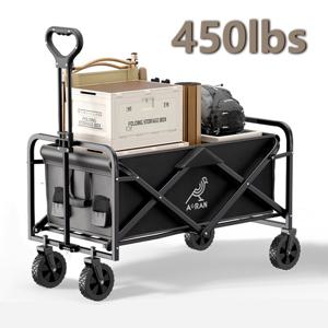 TEMU 강화된 프레임 대용량 접이식 손수레 - 대용량 휴대용 카트, 600D 옥스포드 천, 다기능 정원 카트, 모든 지형용 휠, 애완동물, 배송, 식료품, 피크닉, 사무실, 여행, 잔디, 스포츠, 캠핑, 쇼핑, 블랙|스포츠