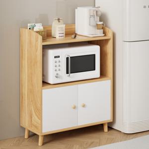 TEMU KISMIS 대용량 3단 주방 수납장 우드톤,다기능 오픈형 수납 선반,조리도구 정리함,미니오븐/전자레인지/커피머신/조미료병 수납 가능 - 렌탈/원룸/소형주택 추천, 공간활용,조립 간편