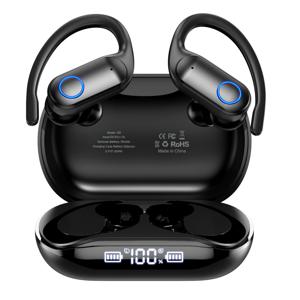 TEMU 귀걸이형 무선 최신 블루투스 5.4 오픈형 버턴식 이어폰,듀얼 LED 디스플레이가 있는 오버이어 헤드폰,500mAh 충전식 배터리,이어후크가 있는 무선 이어폰,남녀 공용 무선 이어버드