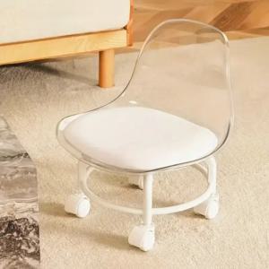 TEMU 휠이 달린 하얀 투명 플라스틱 스토올 - 집과 사무실 사용을 위한 소형, 휴대용, 경량 및 내구성, 현대적인 디자인, 거실용 스토올, 다용도 좌석 옵션, 현대적인 좌석, 부드러운 마감
