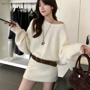 TEMU 2025년 가을 분위기 슬리밍 여성용 벨트 드레스