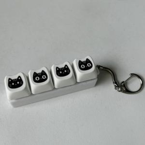 TEMU 고양이 모양 청축 키캡 키링 열쇠고리 키홀더 피젯토이