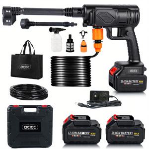 TEMU ocicc 충전 고압 무선 세차기 셋트(충전식 배터리2개) 세차 용품 가정용 휴대용 국내 직배송 가볍고 휴대성 -6가지 기능으로 차량·정원·야외 활용 강약 조절 야외 청소까지 다양하게 사용 차량 먼지 제거부터 정원 관수