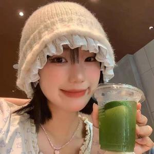 TEMU 레이스 트리밍 버킷햇 니트 모자 여성 가을 ​​겨울 한국 스타일 올매치 큰 머리 둘레 작은 얼굴 버킷햇