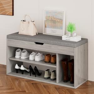 TEMU OYIKYI 1개 신발장 벤치 현관의자 좌식 다용도 신발 정리 수납장 현대적인 소프트우드 현관 벤치 - 신발 보관함이 있는 멀티펑셔널 복도 정리대, 쿠션 시트가 있는 신발/코트/가방용 좌석, 작은 공간을 위한 공간 절약 디자인, 슬림한 목재 마감, 질감 처리|거실장