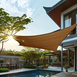 TEMU [국내발송]갈색 옥상 그늘망 썬쉐이드 햇빛 차양막 차광막 x 대형 가림막