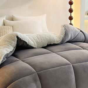 TEMU 1개 코지 쉬어링 이불 삽입 - 부드럽고 따뜻한, 사계절용 밀크 플리스, 레드 & 크림 디자인, 세탁기 사용 가능, 연중 편안함을 위한 완벽한 코지 플리스