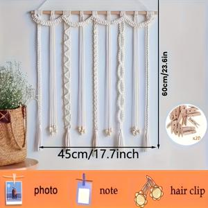 TEMU 2D 플랫 - 사진 전시용 2D 나무 비즈 가랜드, 클립이 있는 시크 스타일. 이 소박한 벽 장식은 가정, 유아원 및 기숙사에 이상적이며 생일, 신학기 필수품으로 훌륭한 선물입니다.