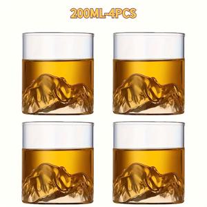 TEMU 4개 세트 - 6.76oz/10.14oz 패셔너블하고 창의적인 일본식 숨겨진 산 컵 - 고강도 보로실리케이트 유리 재질/재사용 가능 - 차, 커피 및 와인에 적합 - 로맨틱한 선물 아이디어/패션 산 디자인 - 완벽한 커피 테이블 장식|티테이블
