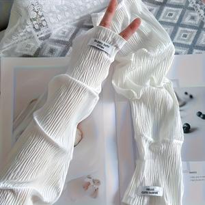 TEMU 여성용 여름 야외 주름 아이스 슬리키 섬유 원단 슬리브 커버, 무게가 경량하고 어깨와 손에 적합한 여유로운 핏, 사이클링과 여름 야외 활동에 완벽 - 1 쌍