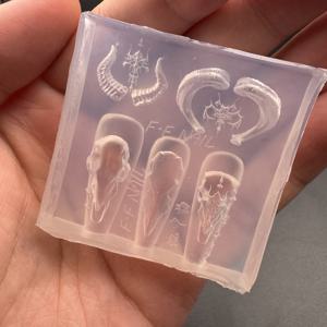 TEMU 1개 레트로 양 머리 실리콘 핸드메이드 몰드, 미니 해골 장식용 레진 주조 몰드