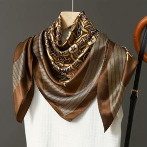 TEMU 1 반다나 숄 프린트 헤드스카프, 스퀘어 스카프, 여성용 패션 매치, 타이 백 스트랩, 데일리 사용 가능한 소형 스카프