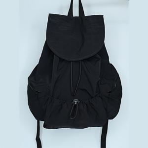 TEMU 대용량 플리츠 나일론 드로스트링 백팩 - 가벼운 캐주얼 스타일, 10가지 상황에 적합 | 조절 가능한 어깨끈, 세탁 가능, 여행 및 스트릿웨어에 완벽 | 베이지, 블랙, 올리브 그린, 블루 색상, 청소년용