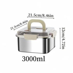 TEMU 1개 대용량 밀폐형 잠금 뚜껑 & 쌓기 가능 스테인리스 스틸 식품 보관 용기 - 내구성 강한 누수 방지 팬트리, 식사 준비용 용기, 고기, 채소, 냉동고용, 1200ml/1600ml/2300ml/3000ml|냉동고|트라이탄밀폐용기