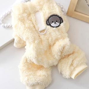 TEMU 소형견 (시바견, 요크셔테리어 포함) 겨울 점프수트 원지, 애완동물 의류, 강아지 잠옷, 의상, 멜빵바지로 완벽.|강아지옷