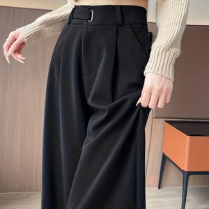 TEMU 여성용 트위드 정장 팬츠, 가을/겨울 그레이 하이웨이스트 레그 팬츠, 페티트 여성을 위한 신상 가을/겨울 캐주얼 워크웨어, 벨트 없음|냉장고바지|바지|여성의류