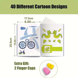 TEMU 재사용 가능한 3D 프린팅 펜 드로잉 북 - 40가지 패턴 포함, 투명 트레이싱 보드, 내열성 손가락 보호대 2개, 스케치북 및 스텐실 제공. 창의적인 드로잉 템플릿 북, 배터리 불필요, 크리스마스 선물로 완벽