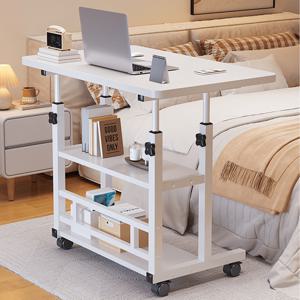 TEMU 다목적 이동식 컴퓨터 테이블 (수납 선반 포함) 조절 가능한 높이 롤링 데스크 내구성 강한 금속 프레임 침실/사무실/거실용 노트북 데스크 사계절 사용 가능 침대 옆 탁자|책상