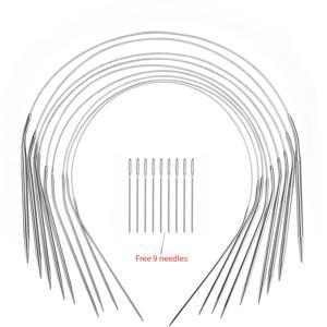 TEMU 스테인리스 스틸 링 뜨개질 바늘 세트, 9개 긴 바늘, 2mm, 2.5mm, 3mm, 3.5mm, 4mm, 4.5mm, 5mm, 5.5mm, 6mm 포함, 길이 40cm-120cm