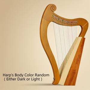 TEMU 19개의 줄이 달린 15개의 줄 라이어 하프 마호가니 단단한 나무 고품질 휴대용 악기 현악기 튜닝 렌치 포함 이드 알-아드하 무바라크