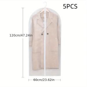 TEMU PEVA 먼지방지 의류 보관백 5개, 투명 정장 커버, 옷걸이 보관백, 가정용, 정장 및 코트 보호 커버