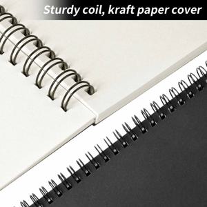 TEMU A5 검정색 스케치북 2권 세트 (각 100면), 인체 드로잉용으로 디자인되었습니다. 이 하드커버 스프링 제본 아트 패드는 스케치나 메모를 하기에 완벽합니다.