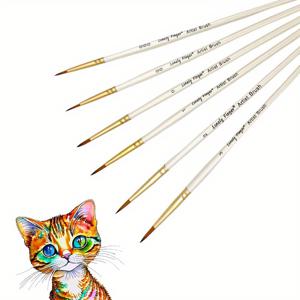 TEMU 6 조각의 섬세한 디테일 페인트 브러시 미니어처 작은 얇은 페인팅 브러시 키트 마이크로 아티스트 아크릴 페인트 파인 라이너 디테일 페인트 브러시 세트