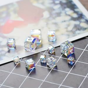 TEMU 50pcs 6mm 오스트리아 유리 매력 큐빅 설탕 색상 보석에 대 한 흰색 투명 구슬 DIY 수 제 목걸이 팔찌 만들기 우아한 공예 용품