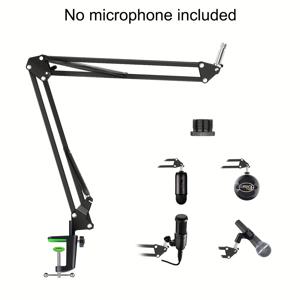 TEMU 블랙 메탈 캔틸레버 붐 마이크 스탠드, 두꺼운 금속 주조, 업그레이드 베이스 및 개스킷, 대부분의 마이크와 호환, 충격 방지 스탠드, 모바일 폰 홀더, 아이패드 홀더, 스튜디오 장비 | 다용도 마운팅 | 내구성 있는 메탈 스탠드, 녹음용 마이크