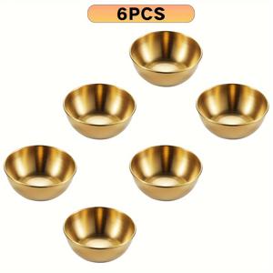TEMU 2/6개 스테인리스 스틸 골든 조미료 접시 세트, 스시 치킨 소스 케첩 바비큐 소스 조미료 접시 세트, 버터 접시, 조미료 접시, 스테이크 소스 접시, 조미료 접시, 치즈 소스 그릇, 창의적인 케첩 그릇 주방 용품