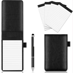 TEMU 6개 미니 포켓 노트패드 홀더 세트, 미니 포켓 노트패드 홀더와 50장의 줄무늬 종이, 금속 펜 및 4개 3 x 5인치 메모북 리필 포함, 노트패드당 30장의 줄무늬 종이