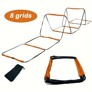 TEMU 1 다기능 접이식 사다리 - 스포츠 및 민첩성 훈련용 로프 사다리, 휴대용 가방 포함, 튼튼한 PP 소재, 블랙 & 오렌지, 조정, 바운스 및 장애물 훈련용 4가지 모드