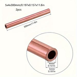 TEMU 2개 튼튼한 레드 구리 원형 금속 튜브, 길이 12인치, 외경 2~6mm, 내경 1~5mm - DIY 프로젝트 및 전문가용 고품질 중공 원형 막대