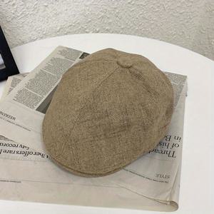 TEMU 남성용 블랙 팔각형 모자, 봄/가을 트렌디, 화가 오리 부리 모자, 베레모, 여름용 가벼운 스타일.