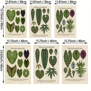 TEMU 3개, 잎사귀 식물 캔버스 페인팅, 안튜리움 콜로카시아 식물 포스터 벽 예술, 거실 장식용, 홈 데코 무테